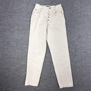 Vintage BonJour Jeans Womens 7/8P White High Rise Mom Button Fly Denim Pants 90s